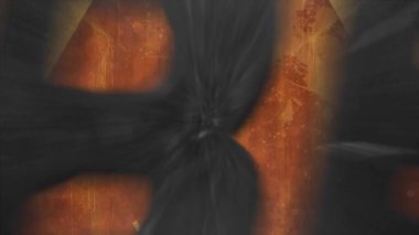 Turuncu arkaplandaki şekillerin üzerindeki titreşimlerin animasyonu. Geçmişe dönük gelecek ve dijital arayüz kavramı dijital olarak oluşturulmuş video.