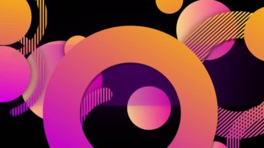 Siyah arkaplanda hareket eden şekillerin animasyonu. Soyut arkaplan, şablon ve dijital arayüz kavramı, dijital olarak oluşturulmuş video.