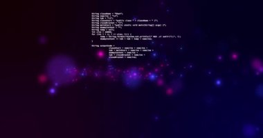 Siyah arkaplandaki noktalar üzerinden veri işleme animasyonu. Küresel teknoloji, bilgisayar ve dijital arayüz kavramı dijital olarak oluşturulmuş video.