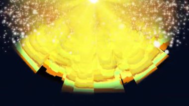 Işık noktalarının üzerinde hareket eden şekillerin animasyonu. Soyut arkaplan, şablon ve dijital arayüz kavramı, dijital olarak oluşturulmuş video.