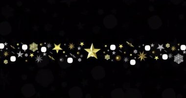 Siyah arkaplanda yıldızların canlandırılması ve kopyalama. Noel, gelenek ve kutlama konsepti dijital olarak oluşturuldu.