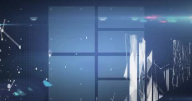 Siyah arkaplan taraması ile veri işleme animasyonu. Küresel teknoloji, bilgisayar ve dijital arayüz kavramı dijital olarak oluşturulmuş video.