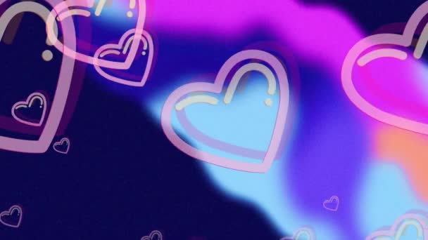 Κινούμενα Σχέδια Καρδιών Που Επιπλέουν Μπλε Φόντο Party Γιορτή Και — Αρχείο Βίντεο
