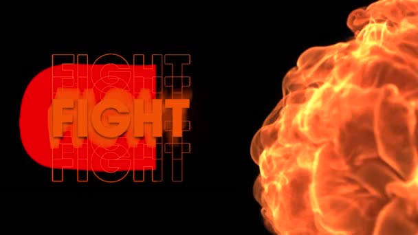 Animáció Harc Szöveg Narancssárga Háttér Lángok Videojáték Digitális Interfész Kommunikációs — Stock videók