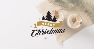 Yılbaşı kutlamalarının animasyonu Noel içkileri ve dekorasyonları üzerine mesajlaşır. Noel, şenlik, kutlama ve gelenek konsepti dijital olarak oluşturuldu.