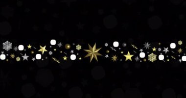 Siyah arkaplanda yıldızların canlandırılması ve kopyalama. Noel, gelenek ve kutlama konsepti dijital olarak oluşturuldu.