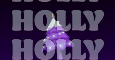 Yılbaşı kutlamalarının animasyonu. Mesajlar ve Noel ağacı süslemeleri. Noel, şenlik, kutlama ve gelenek konsepti dijital olarak oluşturuldu.