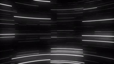 Siyah arkaplanda hareket eden şekillerin animasyonu. Soyut arkaplan, şablon ve dijital arayüz kavramı, dijital olarak oluşturulmuş video.