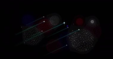 Siyah arka planda havai fişek animasyonu. Yeni yıl, gelenek ve kutlama konsepti dijital olarak oluşturuldu.