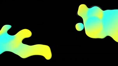 Siyah arkaplanda hareket eden şekillerin animasyonu. Soyut arkaplan, şablon ve dijital arayüz kavramı, dijital olarak oluşturulmuş video.