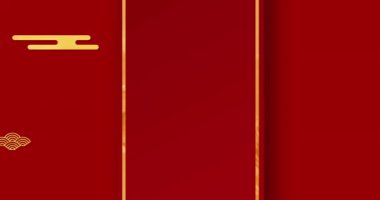 Kırmızı arka planda kopya alanı olan geleneksel Çin dekorasyonlarının animasyonu. Çin yeni yılı, şenlik, kutlama ve geleneksel konsept dijital olarak oluşturulmuş video.
