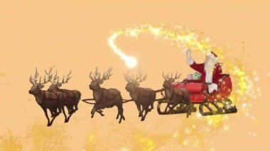 Yılbaşı kayan yıldız ve Noel Baba 'nın ren geyiğiyle kızakta canlandırılması. Noel, şenlik, kutlama ve gelenek konsepti dijital olarak oluşturuldu.