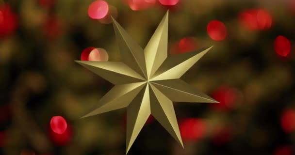 Animatie Van Ster Lichte Vlekken Zwarte Achtergrond Kerst Traditie Viering — Stockvideo