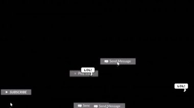 Siyah arkaplanda lol metin ve sosyal medya simgeleriyle konuşma baloncuklarının canlandırılması. Dijital olarak oluşturulmuş küresel sosyal medya, bilgisayar ve dijital arayüz kavramı.