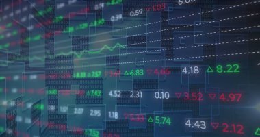 Borsa numaralarının finansal veri işleme görüntüsü. dijital arayüz küresel bağlantı ve dijital olarak oluşturulan iletişim konsepti.