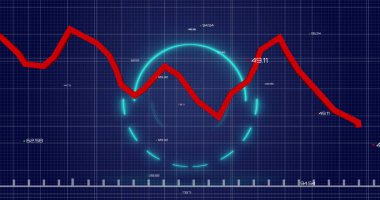 Şekiller üzerinde veri işleme resmi. Küresel iş ve dijital arayüz kavramı dijital olarak oluşturulmuş görüntü.