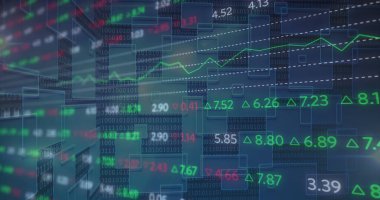 Borsa numaralarının finansal veri işleme görüntüsü. dijital arayüz küresel bağlantı ve dijital olarak oluşturulan iletişim konsepti.