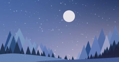 Kış manzarasına yağan kar görüntüsü. Noel, gelenek ve kutlama konsepti dijital olarak oluşturuldu.