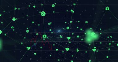 Bağlantı ağı görüntüsü ve kara fon üzerindeki finansal veri üzerindeki ışık. Küresel finans, ekonomi ve teknoloji kavramı dijital olarak üretilen görüntü.