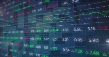 Borsa numaralarının finansal veri işleme görüntüsü. dijital arayüz küresel bağlantı ve dijital olarak oluşturulan iletişim konsepti.