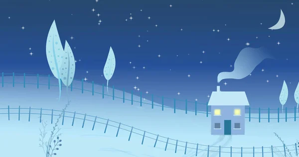 Bild Snö Som Faller Över Vinterlandskapet Jul Tradition Och Firande — Stockfoto