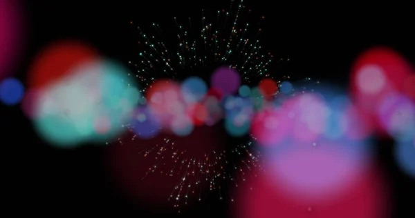 Afbeelding Van Vallende Lichtvlekken Confetti Zwarte Achtergrond Achtergrond Verlichting Bewegingsconcept — Stockfoto