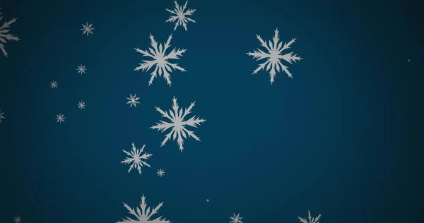 Composito Neve Natale Che Cade Sfondo Blu Natale Festa Celebrazione — Foto Stock