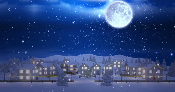 Изображение Неба Облаками Над Зимним Пейзажем Снегом Рождество Традиции Концепция — стоковое фото