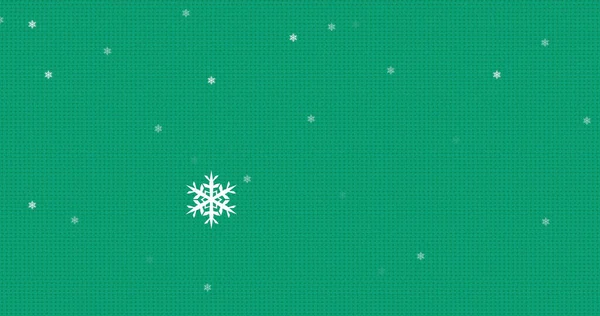 Kompozyt Śniegu Spada Wzór Bożego Narodzenia Zielonym Tle Boże Narodzenie — Zdjęcie stockowe