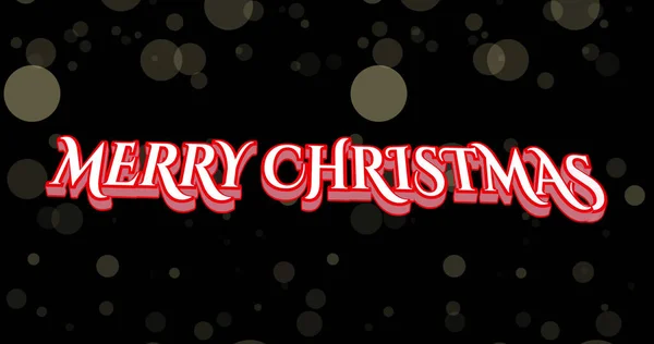 Image Light Spots Falling Black Background Text Merry Christmas Appearing — Stock Photo, Image