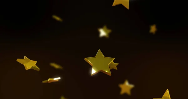 黒い背景に落ちる金の星のイメージ クリスマス お祭り お祝い 伝統的なコンセプトデジタル生成画像 — ストック写真