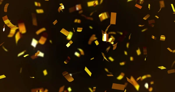 Afbeelding Van Confetti Vallen Zwarte Achtergrond Global Party Digital Interface — Stockfoto