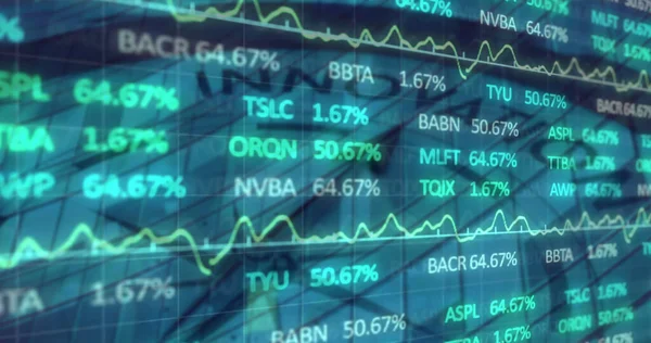 Bild Finansiell Databehandling Över Tid Globalt Affärs Och Databehandlingskoncept Digitalt — Stockfoto