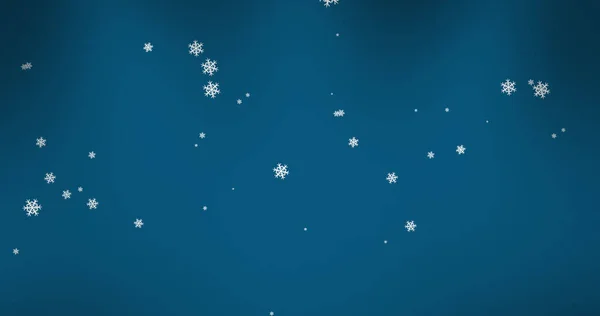 Kompozyt Bożego Narodzenia Śnieg Spada Niebieskie Tło Boże Narodzenie Uroczystość — Zdjęcie stockowe