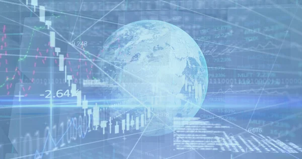 Image Der Finanzdatenverarbeitung Aktienmarkt Auf Der Ganzen Welt Digitale Schnittstelle — Stockfoto