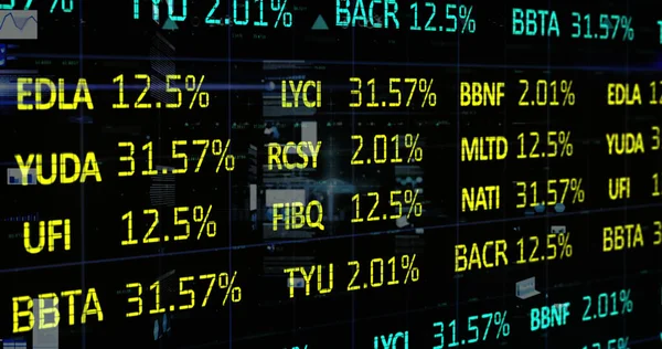 Image Features Blue Yellow Numbers Stock Market Statistics Rolling Grid — Stock Photo, Image