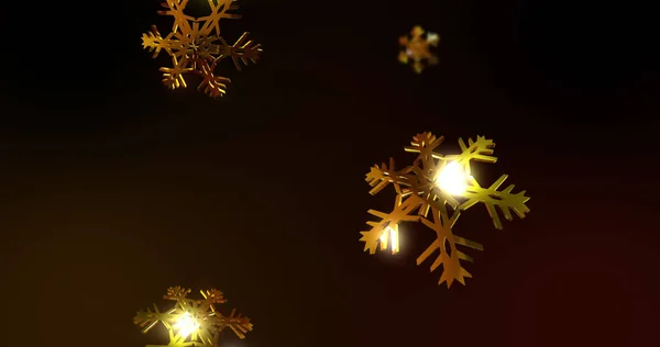 金色雪花落在黑色背景上的图像 圣诞节 庆祝和传统概念数字生成的图像 — 图库照片