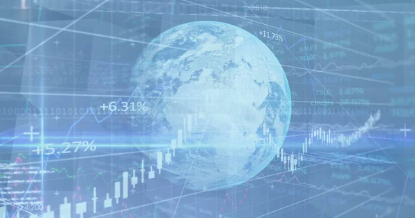 Afbeelding Van Aandelenmarkt Financiële Gegevensverwerking Hele Wereld Digitaal Interface Globaal — Stockfoto