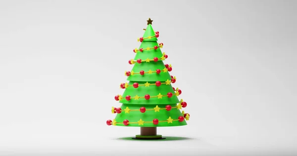 白い背景にクリスマスツリーのイメージ クリスマス デジタルインターフェイスのコンセプトデジタル生成された画像 — ストック写真