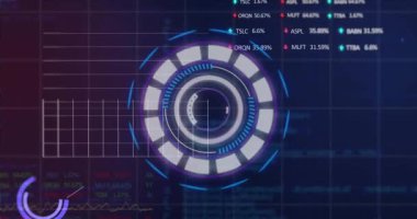 Kapsam ve finansal veri işleme animasyonu. Küresel iş, finans, bilgisayar ve veri işleme kavramı dijital olarak oluşturulmuş video.