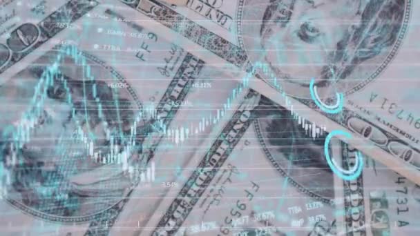 Animazione Dell Elaborazione Dei Dati Finanziari Con Statistiche Sulle Banconote — Video Stock