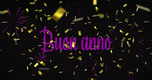 Imagem Buon Anno Texto Rosa Com Fogos Artifício Ano Novo — Fotografia de Stock