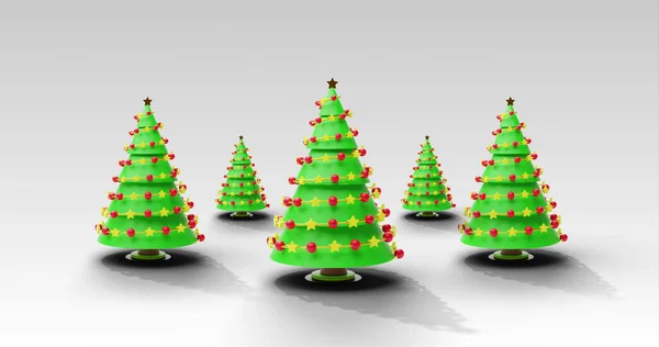 Imagen Árboles Navidad Girando Sobre Fondo Gris Navidad Festividad Celebración — Foto de Stock