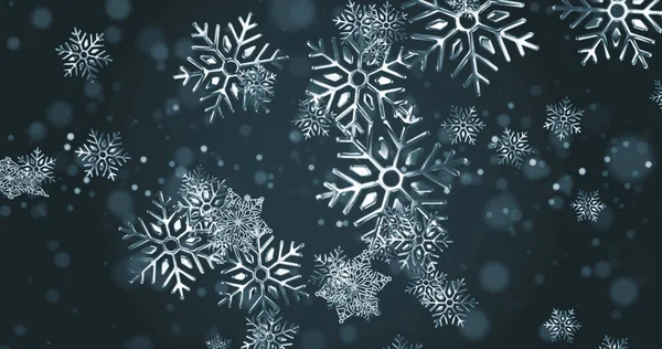 在黑色背景上的降雪和亮点图像 圣诞节 传统和庆祝概念数字生成的图像 — 图库照片