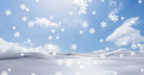 Bild Snö Faller Över Vintern Landskap Och Himmel Jul Vinter — Stockfoto