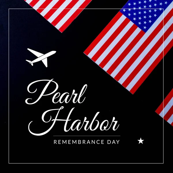 Illustration Pearl Harbor Remembrance Day Text Flags America Airplane Star — Stock Photo, Image