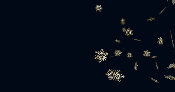 雪落在黑色背景上的图像 圣诞节 传统和庆祝概念数字生成的图像 — 图库照片