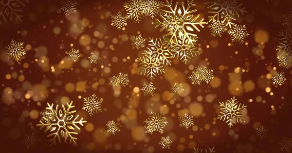 Afbeelding Van Sneeuwval Lichte Vlekken Bruine Achtergrond Kerst Traditie Viering — Stockfoto