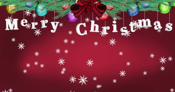 赤い背景にクリスマスの挨拶や装飾のイメージ クリスマス お祝いのコンセプトをデジタルで — ストック写真