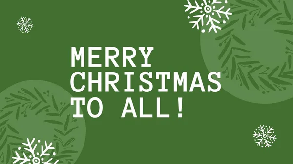 White Merry Christmas All Text Snowflakes Mistletoe Green Christmas Seasonal — Stock Photo, Image